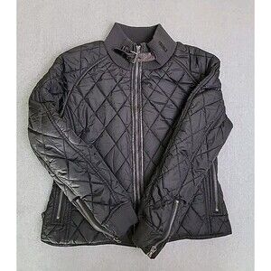 Schott Jacket Womens L Black‎ Quilted Full Zip Pockets Belted Motorcycle